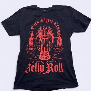 Jelly Roll Even Angels Cry Graphic Band Tee Black Medium